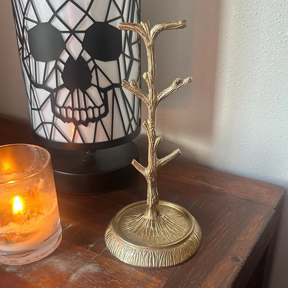 Gold Tree Glass Dome Home Accent